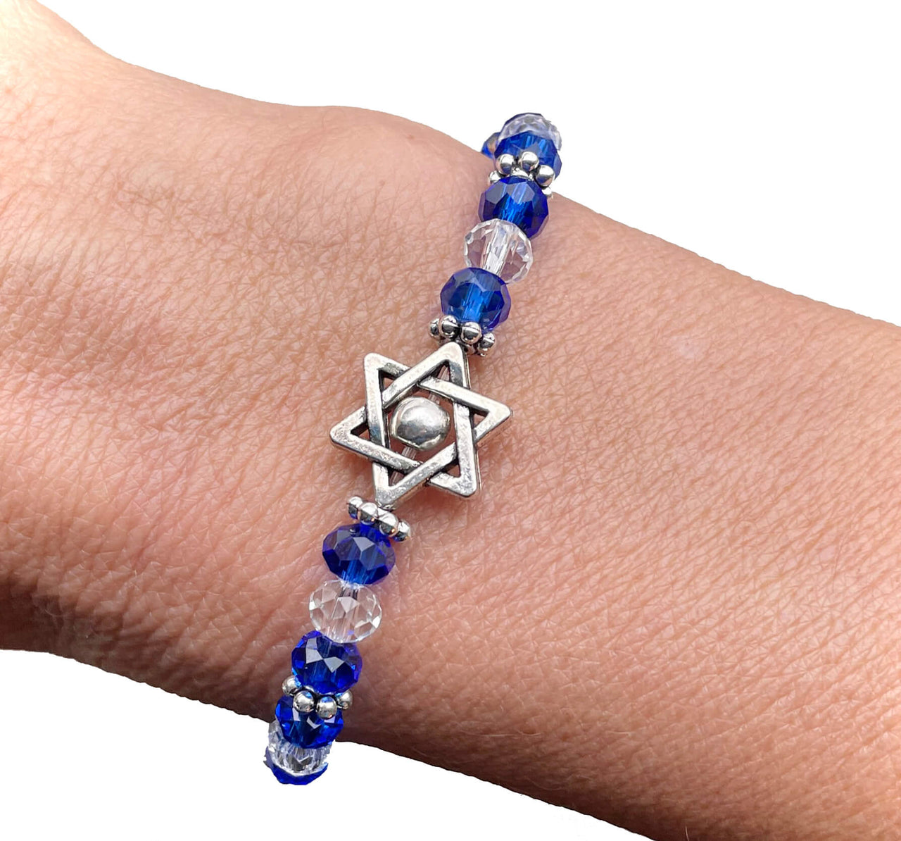 Swarovski Star of David Beaded Leather Bracelet - Blue