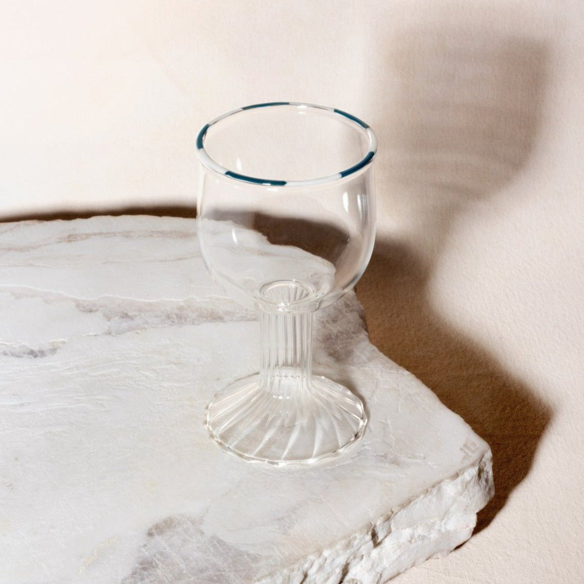 Glass Kiddush Cup by Via Maris - Blue and Blanc