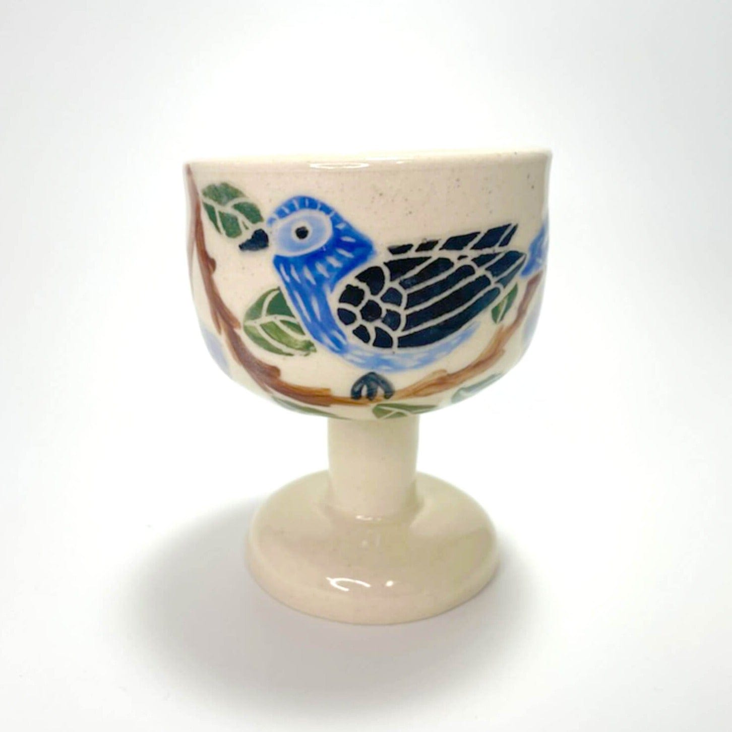 Blue Bird Porcelain Kiddush Cup by Goodstein Ceramics