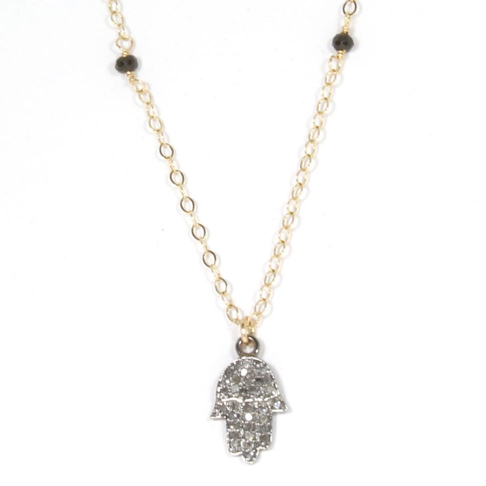 Buy Pave Diamond Hamsa Necklace Online | Modern Tribe