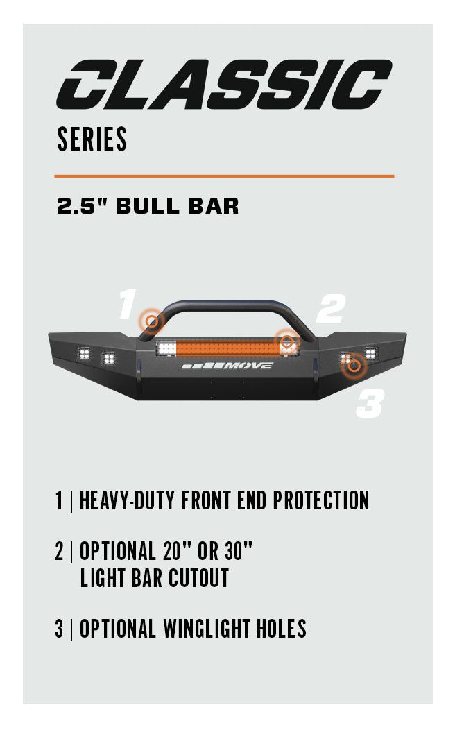 2.5" Bull Bar Bumper Kit Options