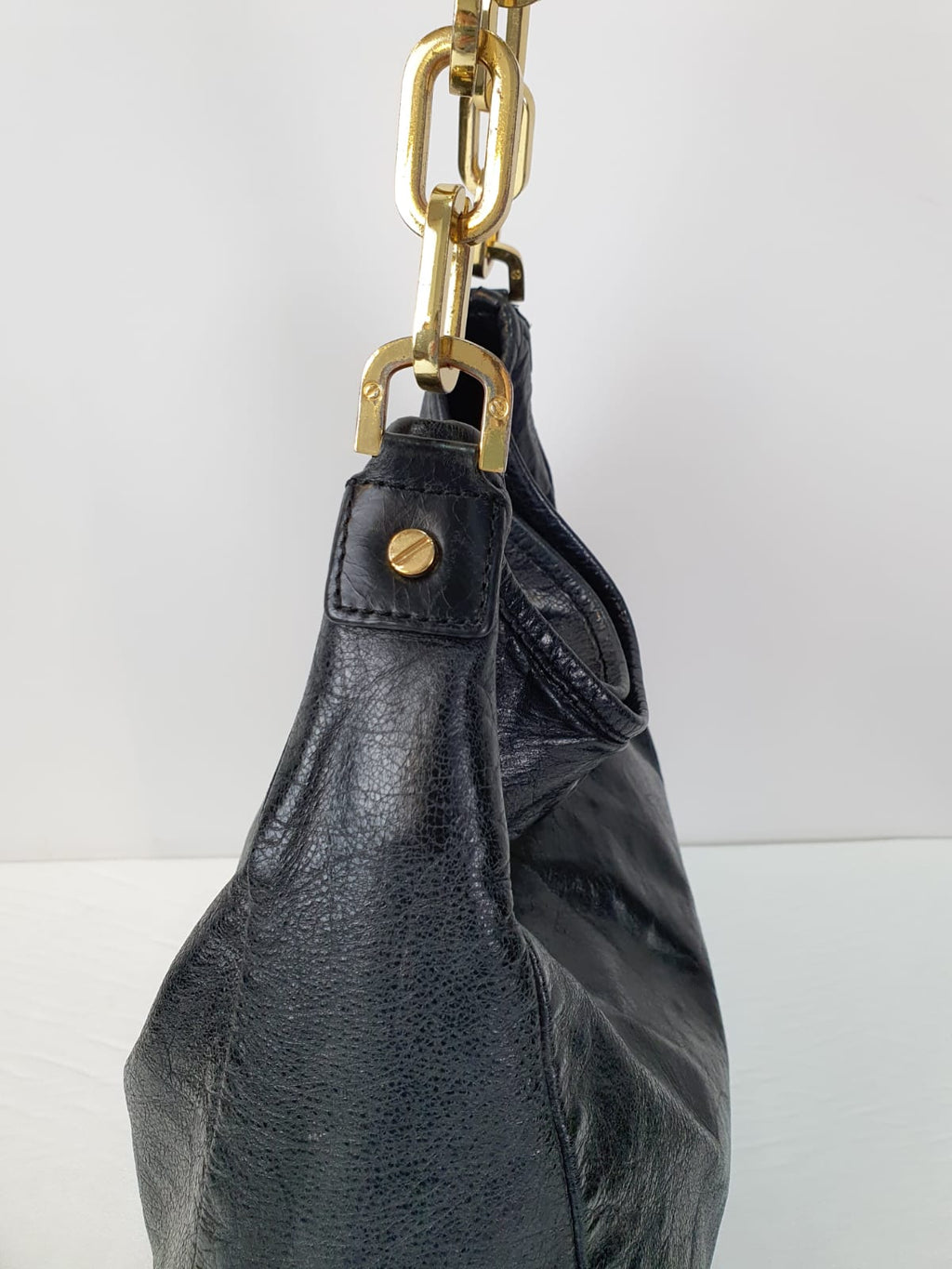 TORY BURCH Black Crinkled Leather Hobo Bag – Naphisa Designer Resale