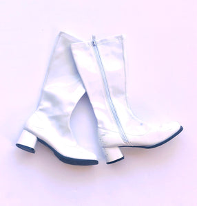 white patent leather gogo boots