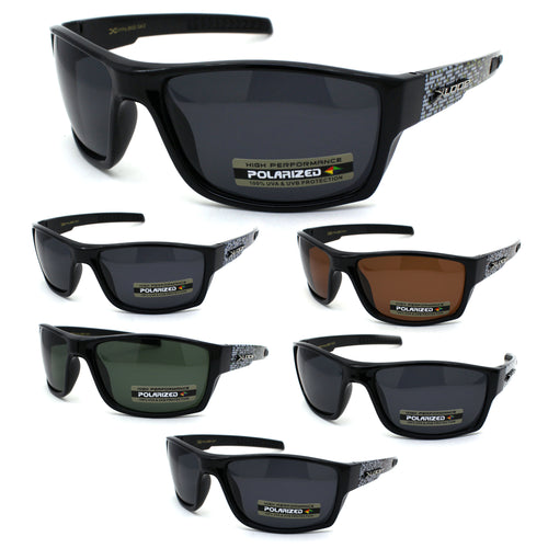 Polarized Xloop Rectangular Metal Rim Warp Sport Mens Sunglasses - Black  Green - C018UCKXURQ