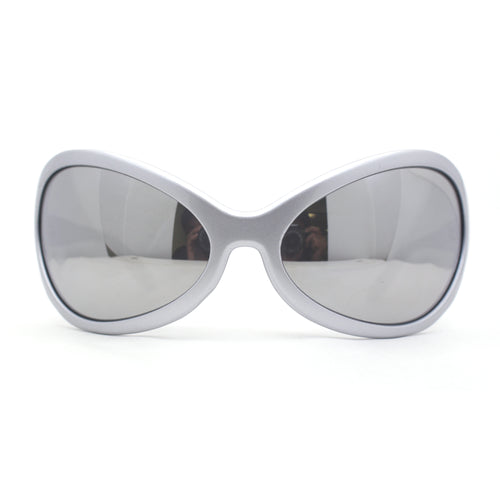 Runway Trend Exaggerated 90s Plastic Wrap Sport Plastic Sunglasses