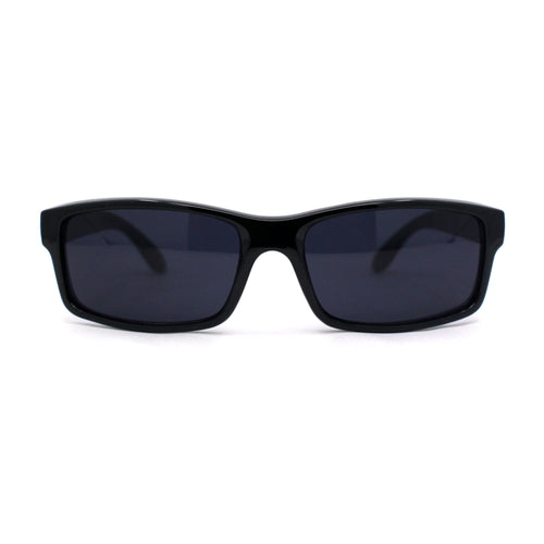 Mens 90s Classic Narrow Rectangular Black Plastic Rim Dad Sunglasses 