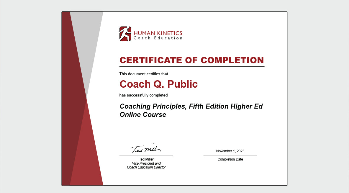 Sample course completion certificate