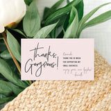 Thank You For Supporting My Small Business Cards, Premium design, 2 x 3.5 business card size, perfect for small business owners, thanks gorgeous feminine design, 50 pack