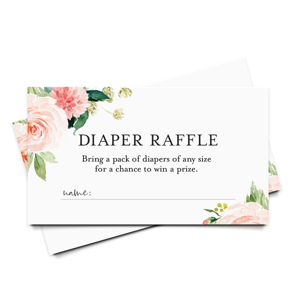 Diaper Raffle Tickets For Baby Shower Pink Floral Design Bliss Collections