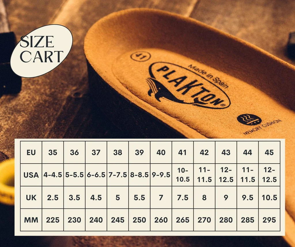 Size Chart – Plakton Footwear