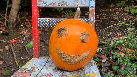 pumpkin with peanut butter for the wildlife