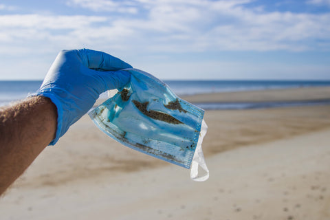 Plastic mask pollution