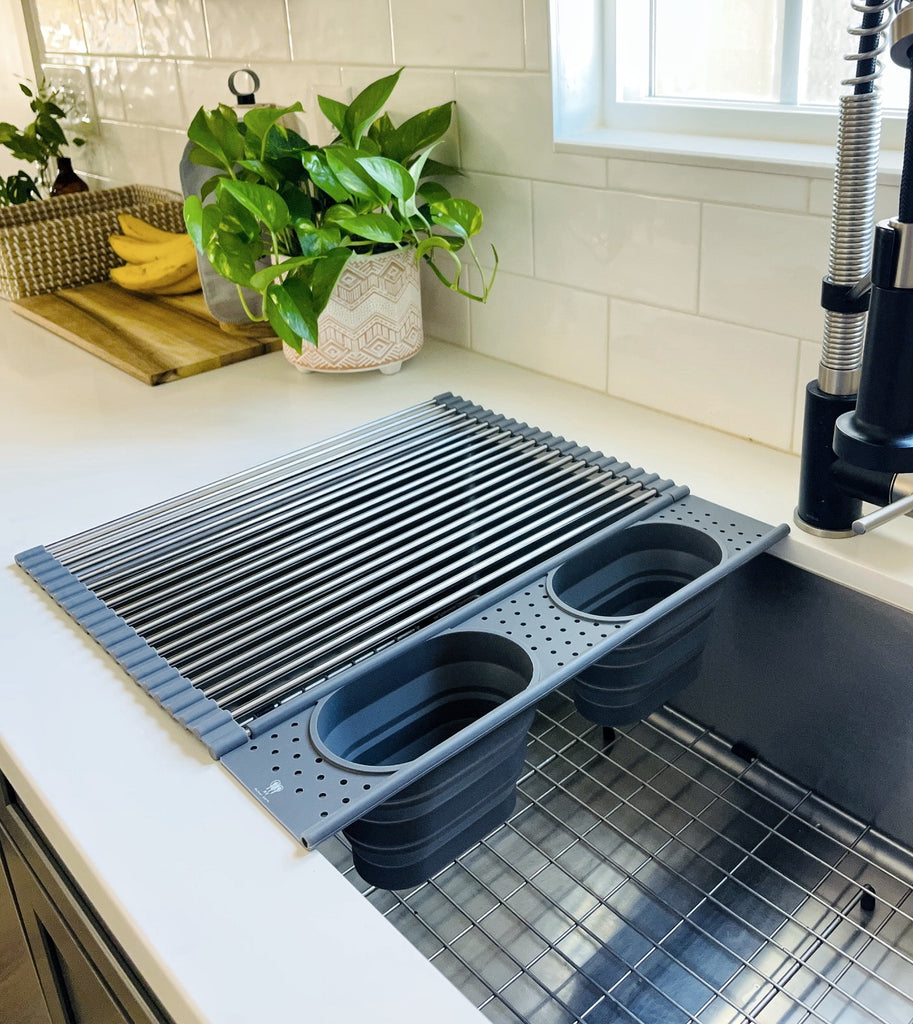 KitchenEdge Bamboo Over The Sink Dish Drying Rack