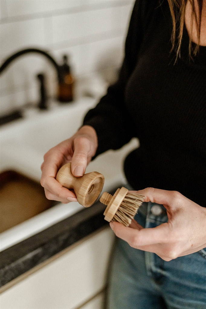 Hofer Schafmilchseifen, Hard Bristle Brush for dish cleaning, made out of  wood and real fibre bristles