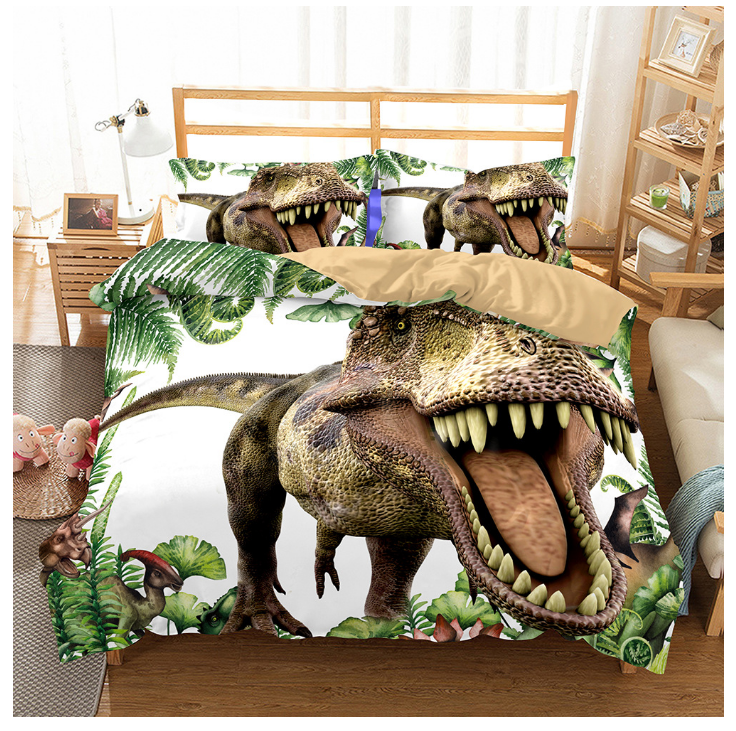 Jurassic Dinosaur Bedding Set King Size Lifelike Cool Duvet Cover