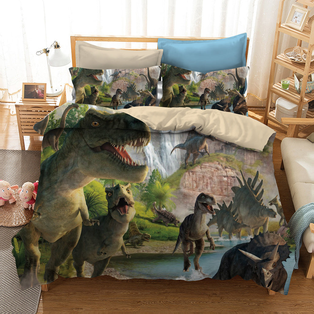 Jurassic Dinosaur Bedding Set King Size Lifelike Cool Duvet Cover