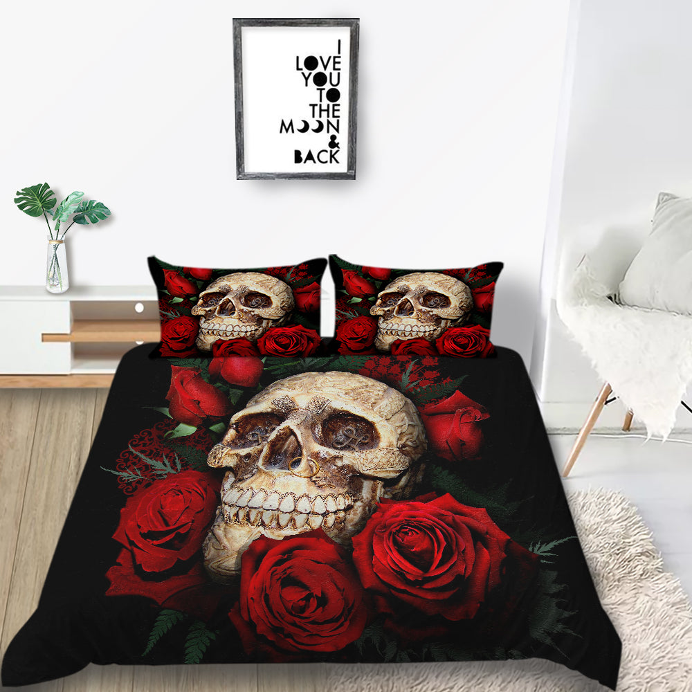 skull and roses duvet cover