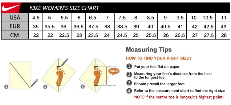 nike women's shoe size chart cm