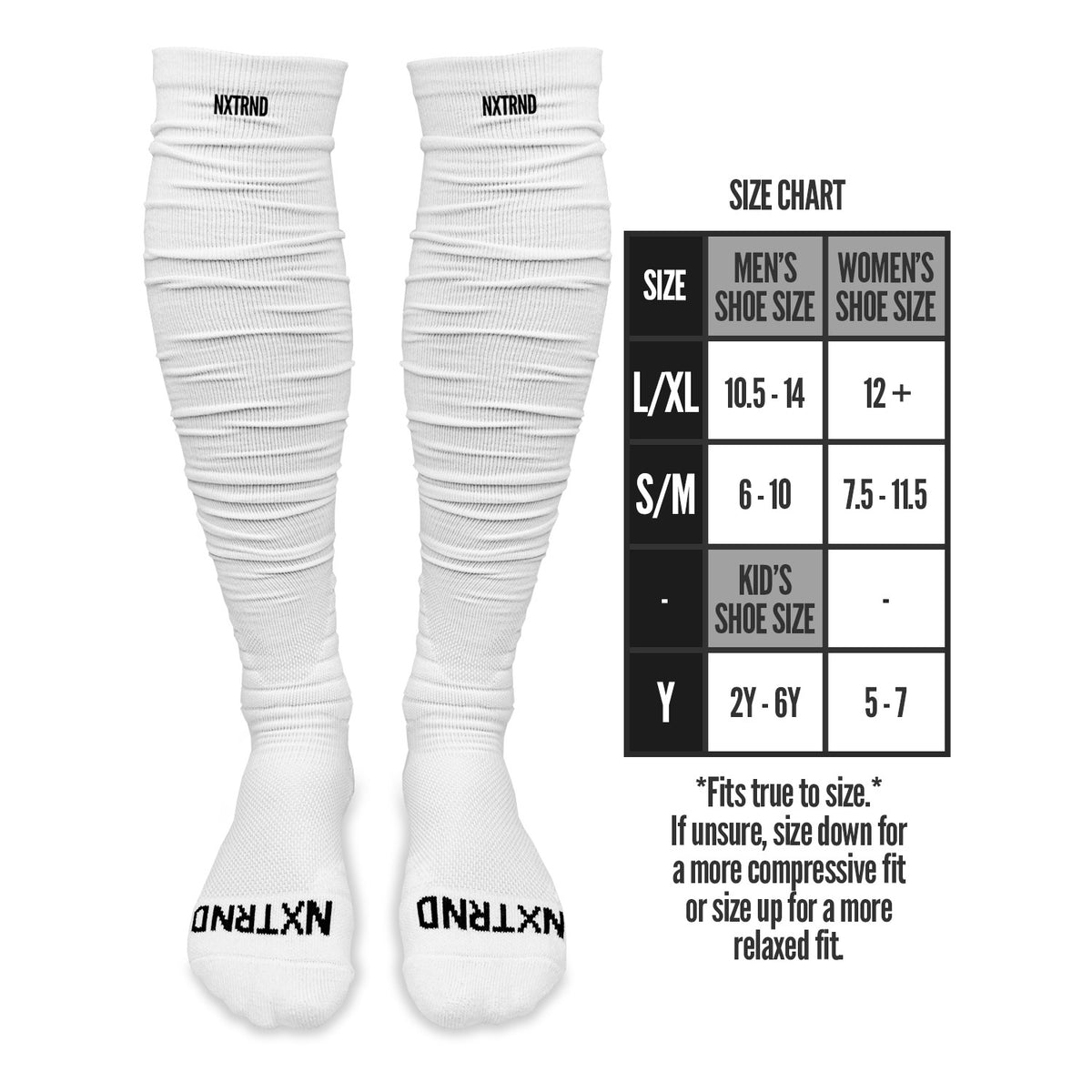 NXTRND XTD® Scrunch Football Socks White