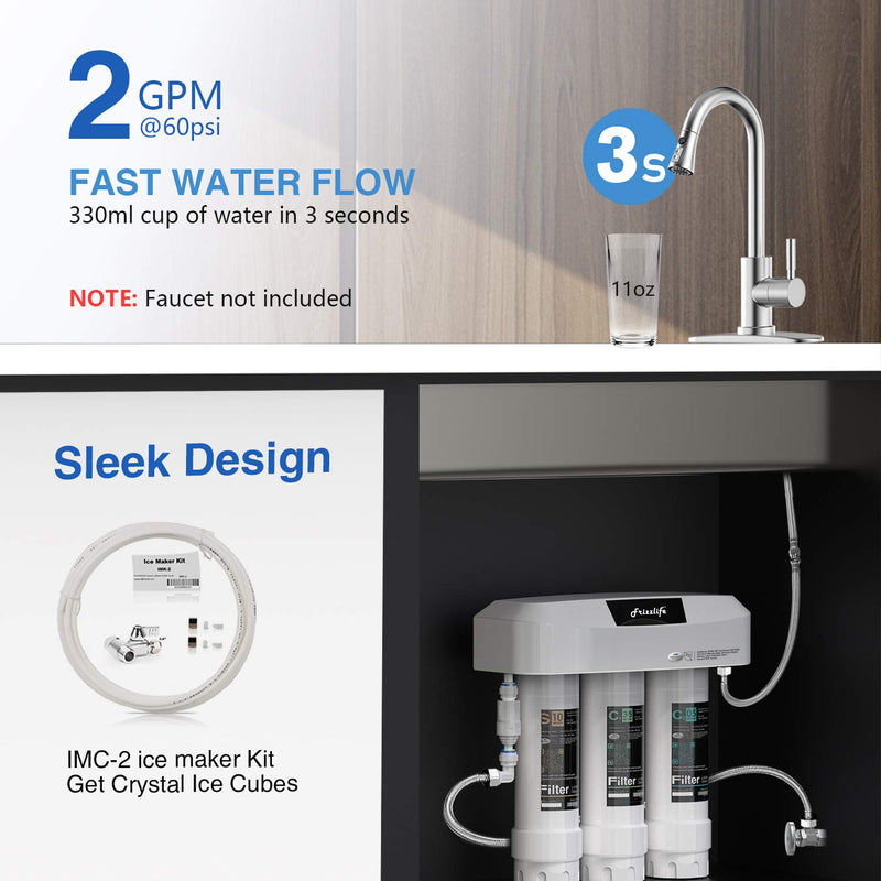 Frizzlife 3-Stage Under Sink Water Filter System SK99-NEW, Direct Conn