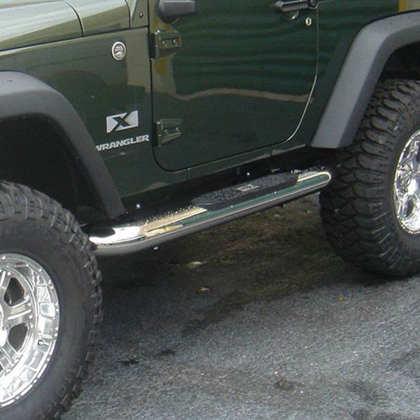 Tube Side Step Kit, Round, 4 Inch, Stainless; 07-18 Jeep Wrangler JK, – AWT  Jeep Edition