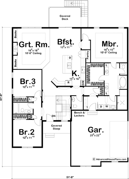 Greenberg | Traditional Ranch by Advanced House Plans