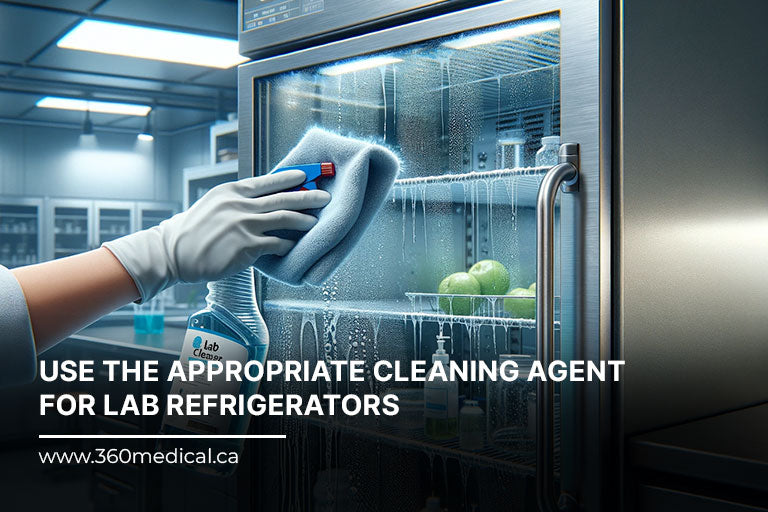 Use the appropriate cleaning agent for lab refrigerators