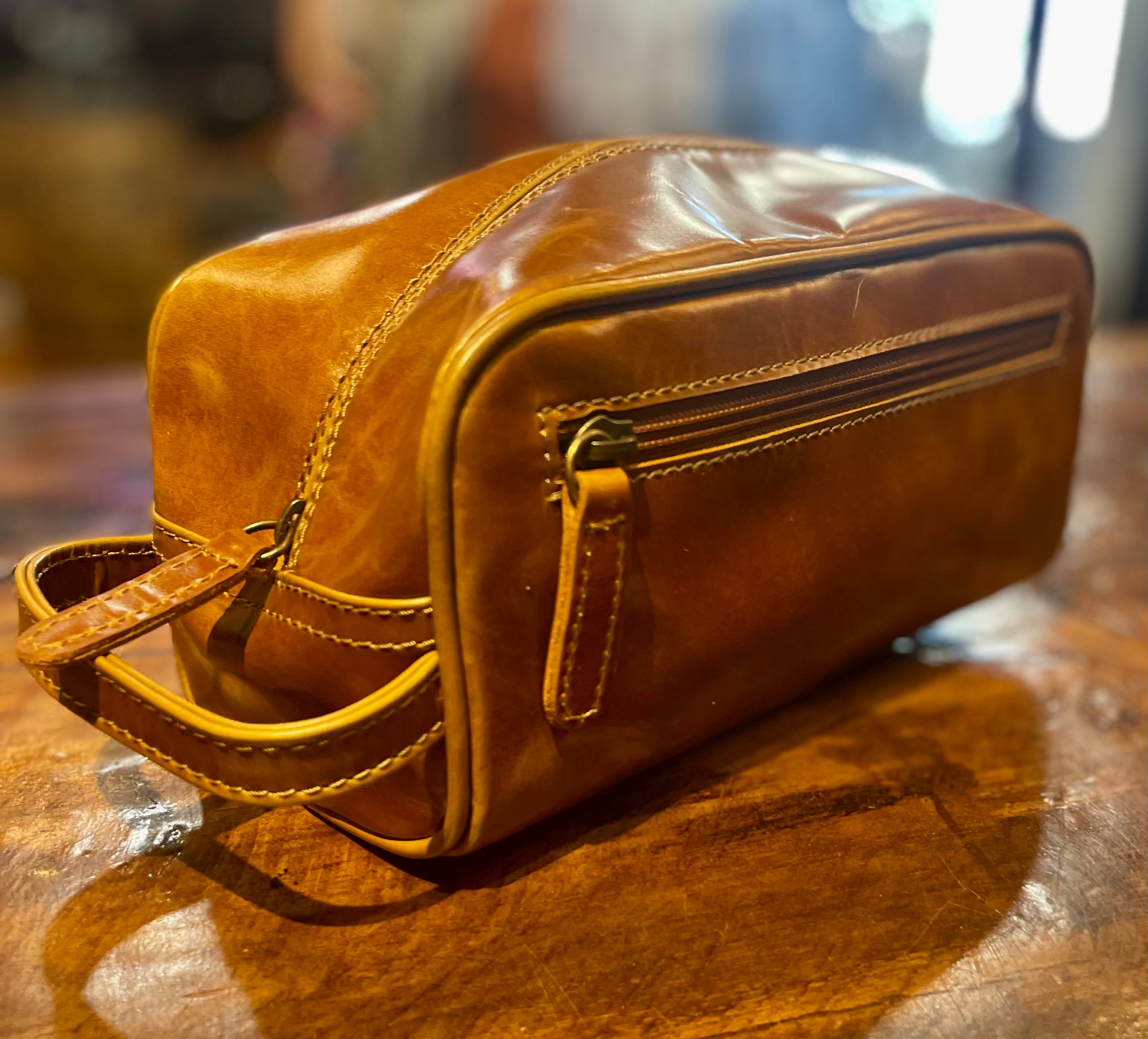 Boot Leather Toiletry Bag - Hickory