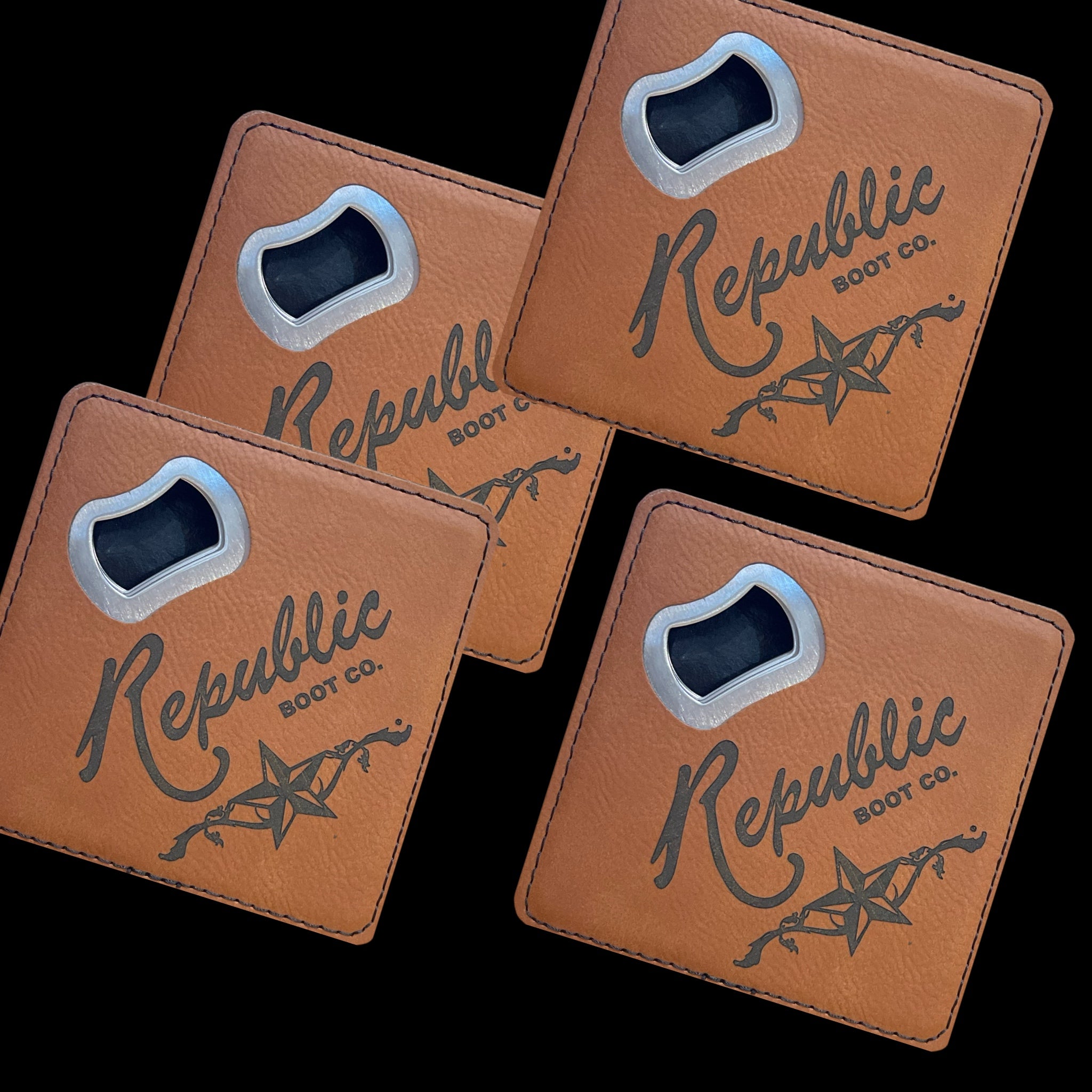 Leather Coaster with Bottle Opener (2 pack)