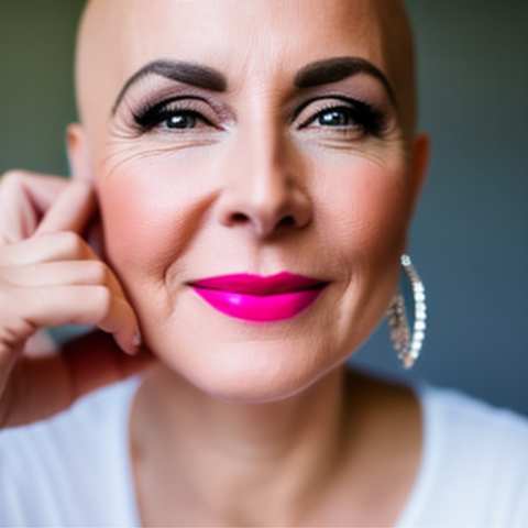woman who has cancer and is wearing natural looking false eyelashes