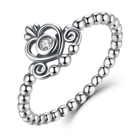925 Sterling Silver Crown Heart-Shaped Ring