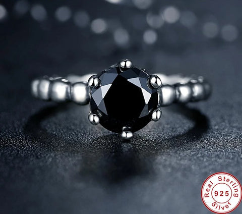 925 Sterling Silver Black Cubic Zirconia Ring