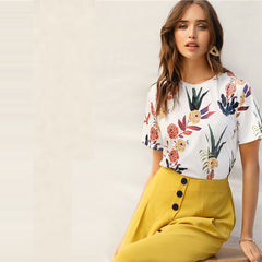 Floral and Plants Print Women Blouse