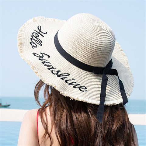 Handmade Black Ribbon Weave Straw Hat