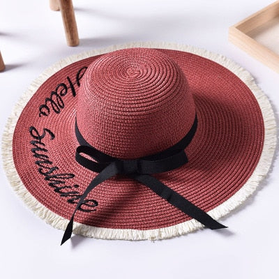 Handmade Black Ribbon Weave Straw Hat