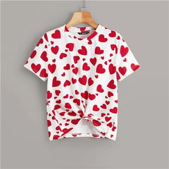 Allover Heart Print Summer T-shirt