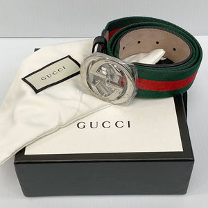 Pygmalion forbruge ilt Gucci Green & Red Web Belt with G Buckle – Chicago Pawners & Jewelers
