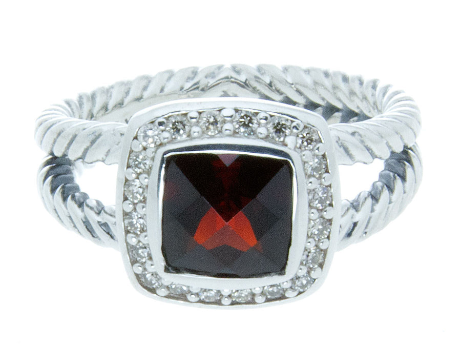 David Yurman Petite Albion Garnet & Diamond Ring – Chicago Pawners