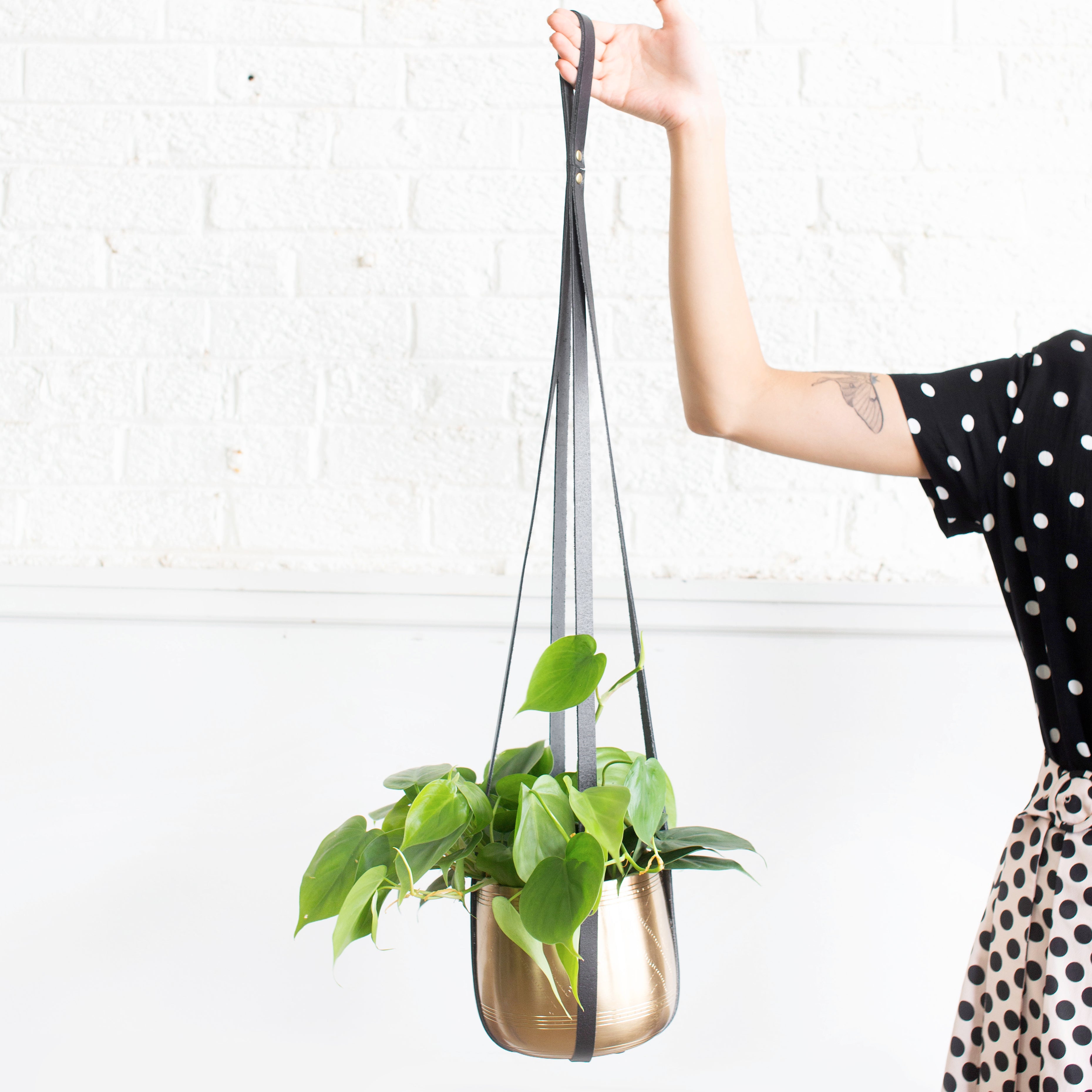 Black Leather Plant Hanger