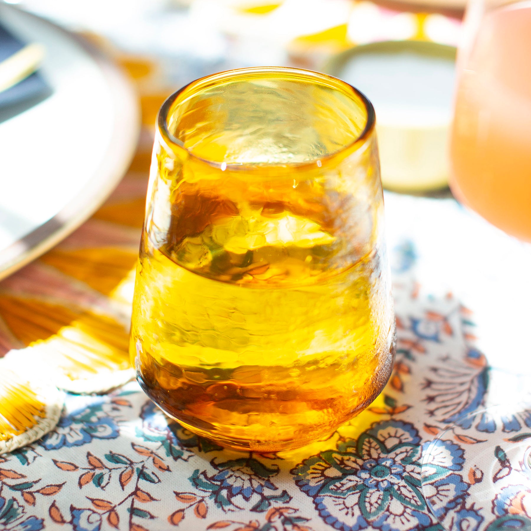 Handblown Hammered Glass in Amber