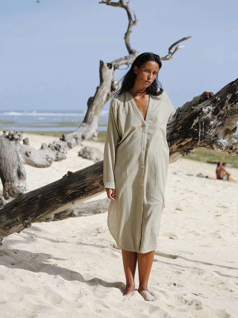 Terra Shirt Dress in Sage