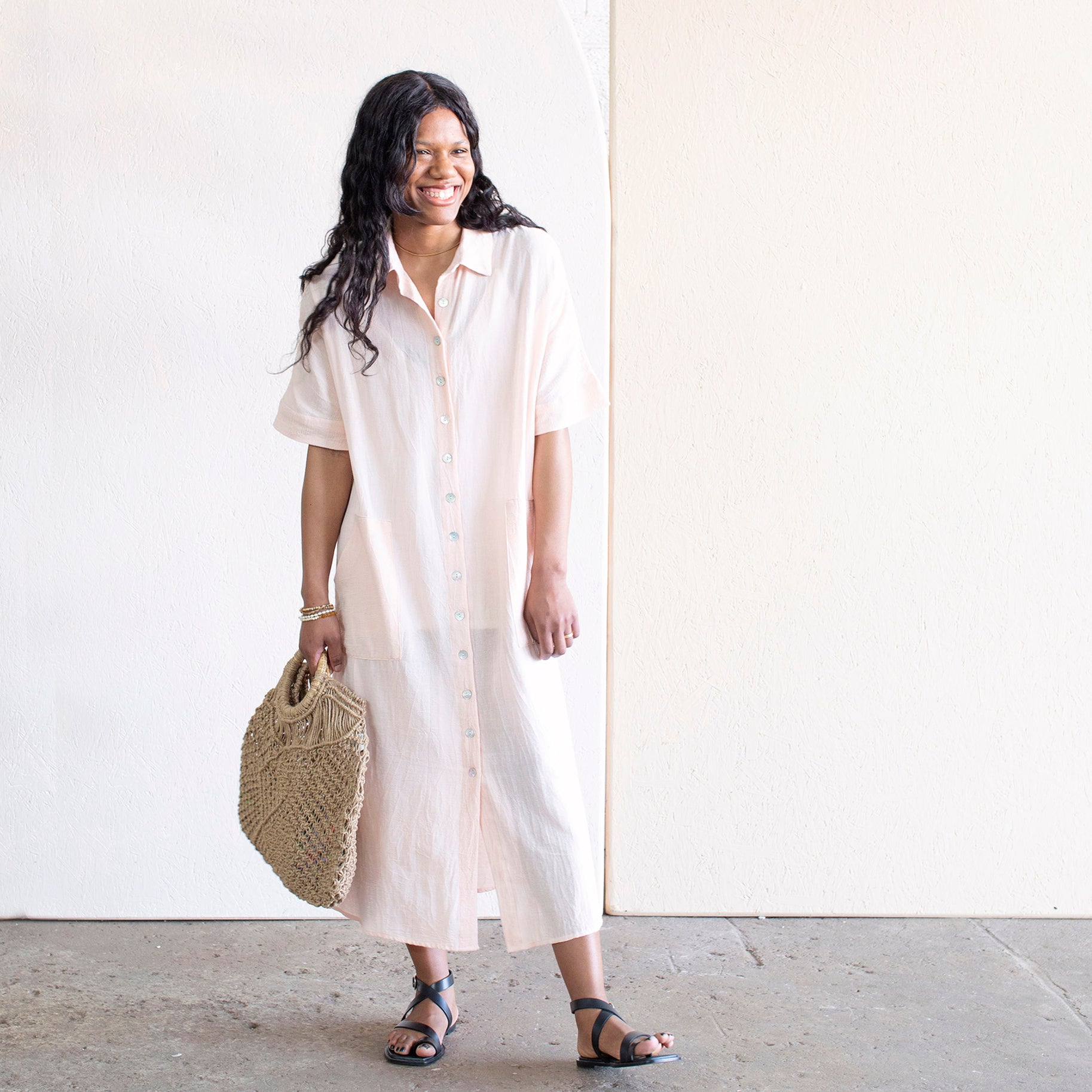 Blush Sile Shirt Dress