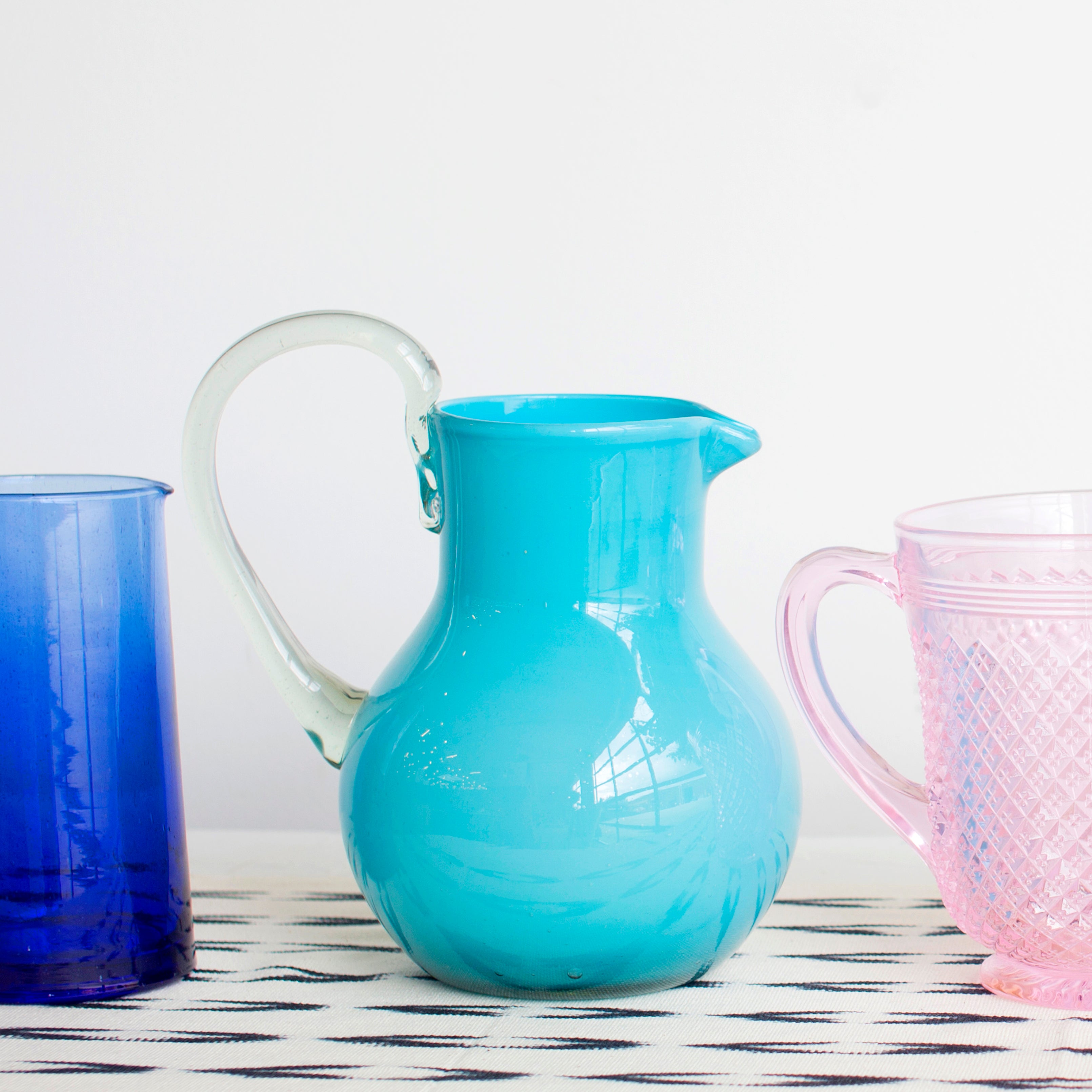 Handblown Aqua Glass Pitcher