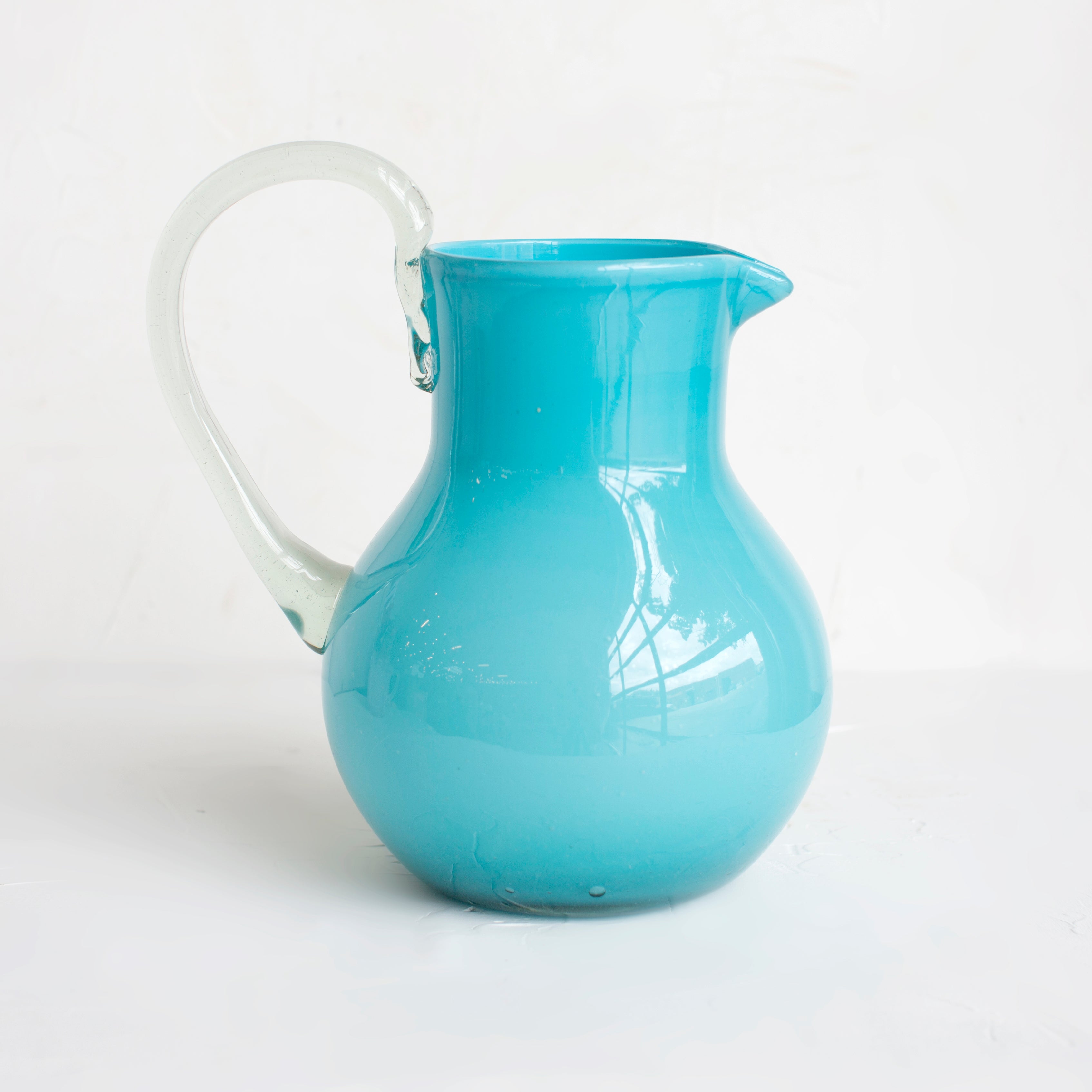 Handblown Aqua Glass Pitcher