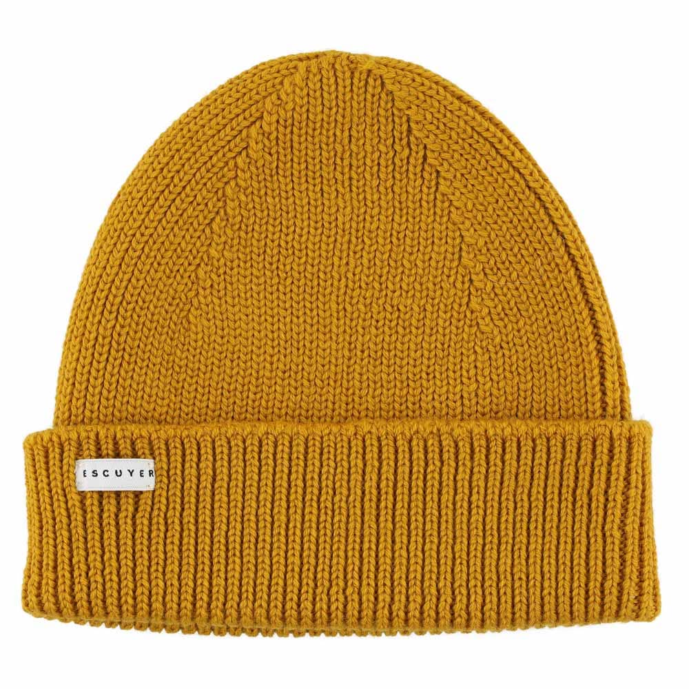 Ribbed Merino Beanie in Mustard