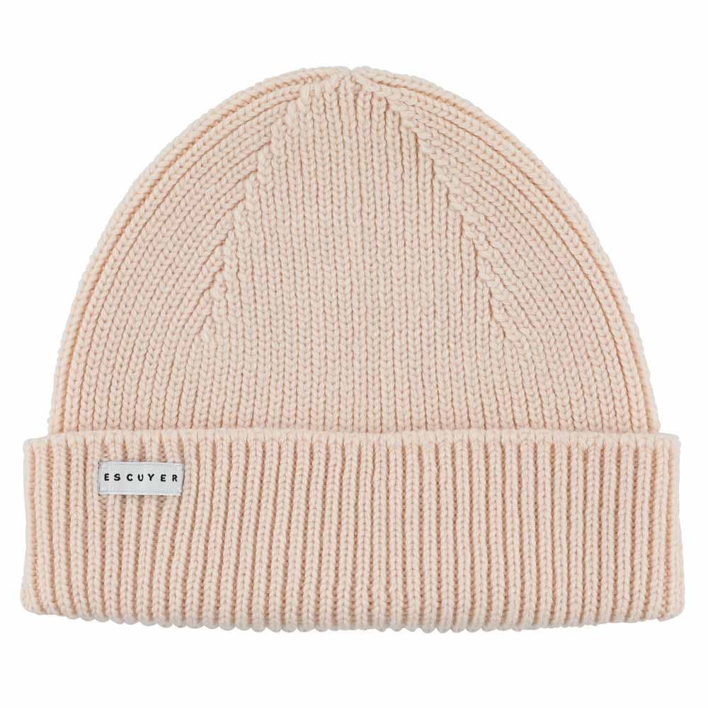 Ribbed Merino Beanie in Pink