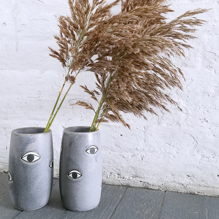 Coastal Grey Many Eyes Vase