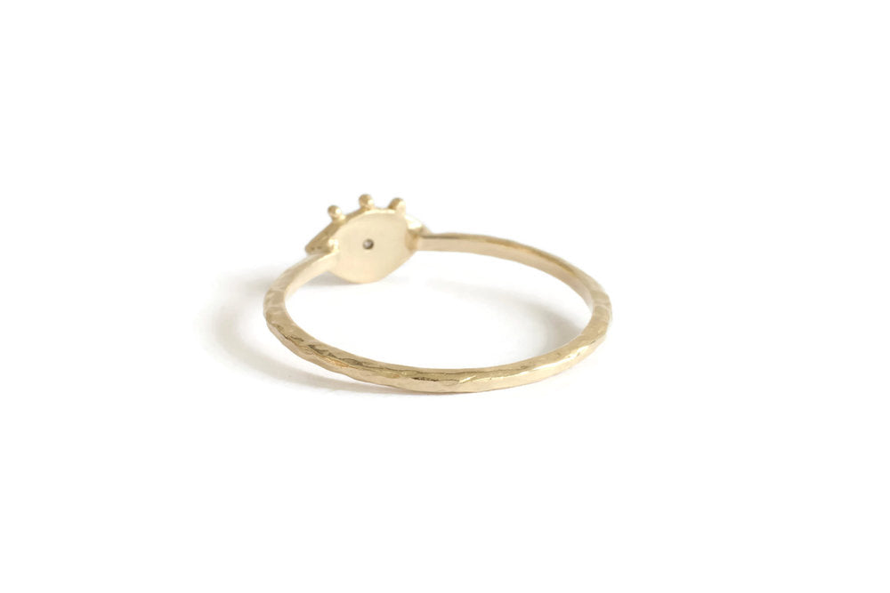 14K Gold Tiny Eye with Diamond Ring