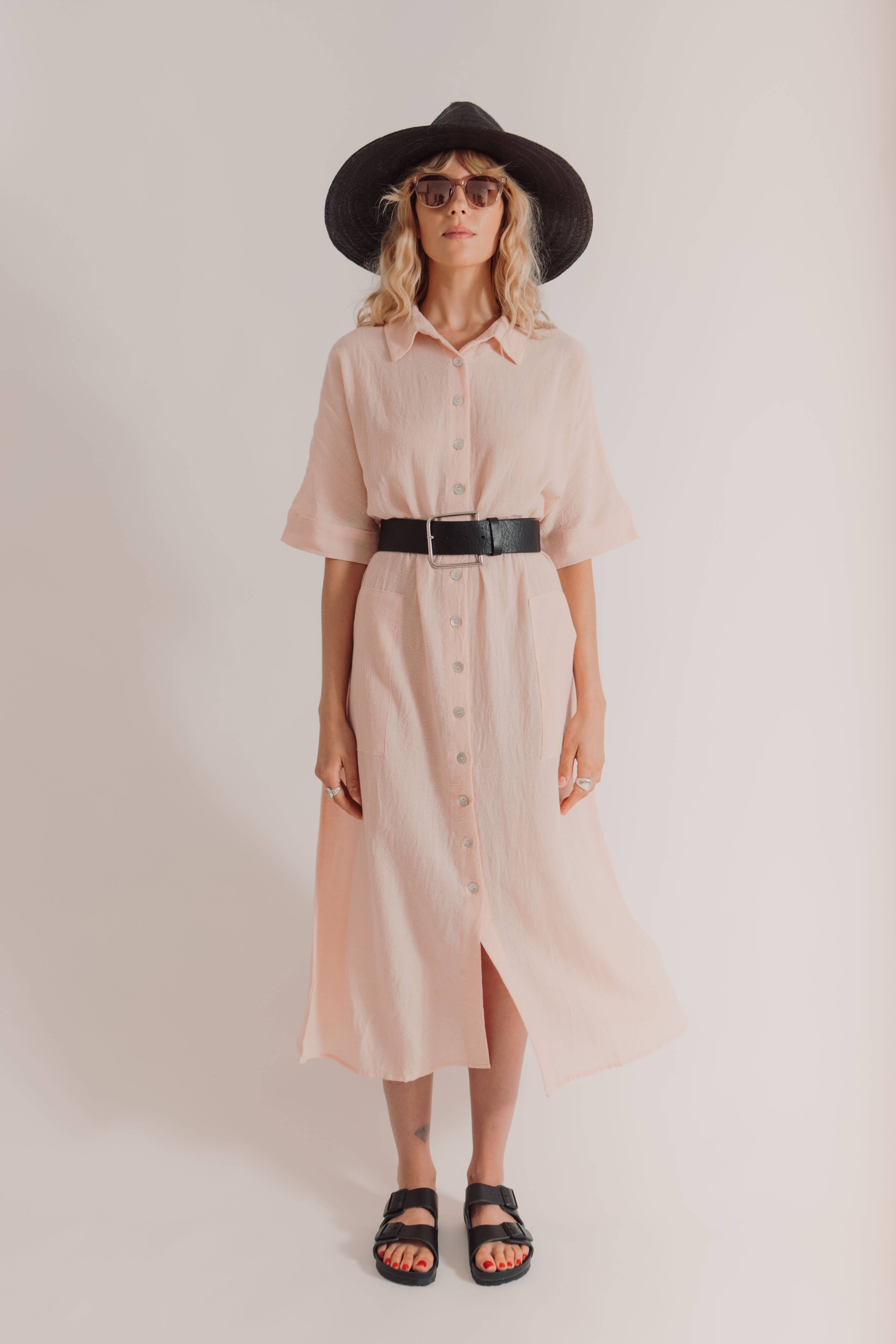 Blush Sile Shirt Dress