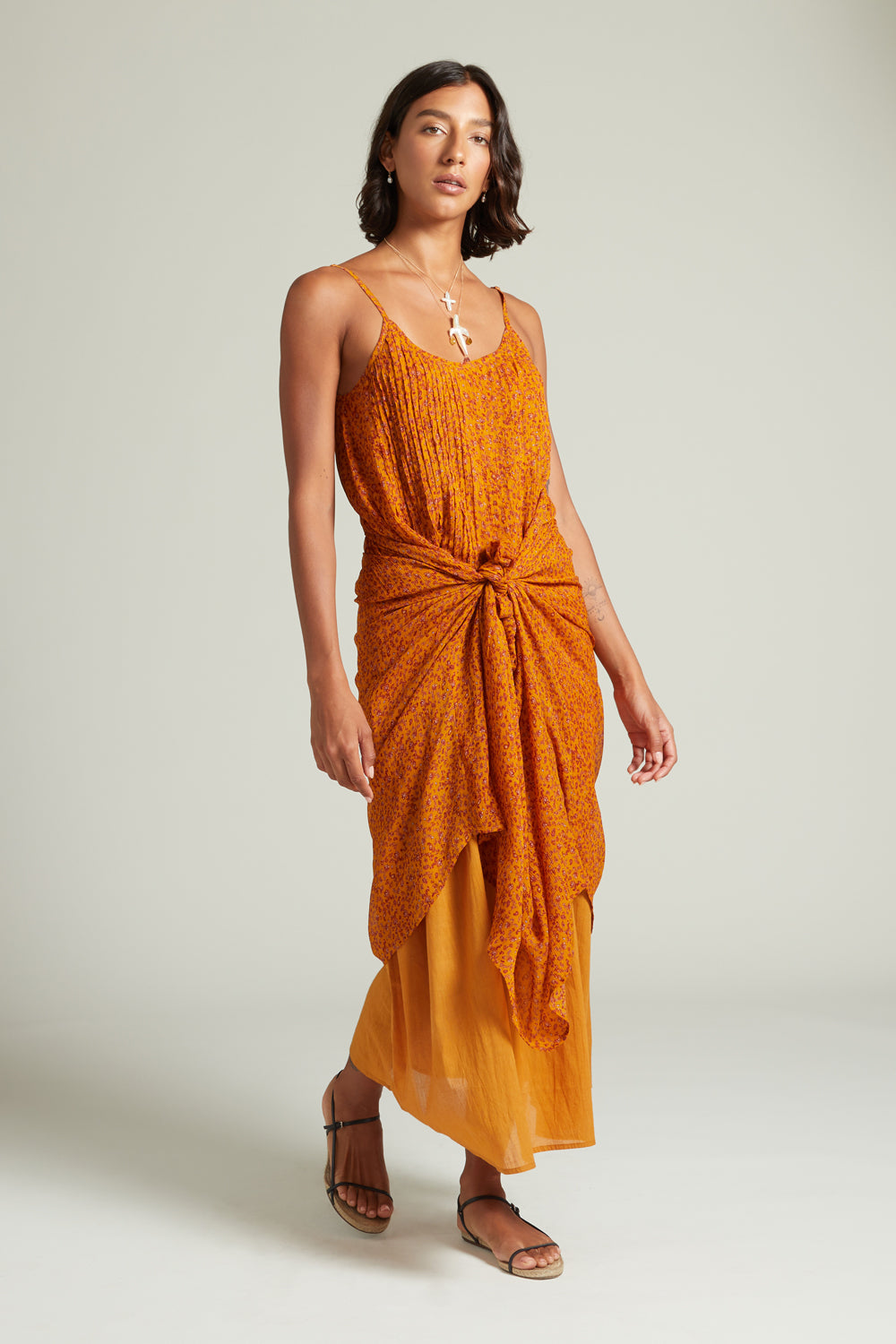 Chai Tea Silk Printed Dress